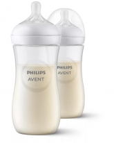 Set de 2 biberoane pentru nou-nascuti Philips Avent Natural Response, SCY906/02, 330 ml, tetina debit 4, 3 luni +
