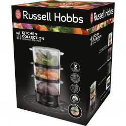 Aparat de gatit cu aburi compact Russell Hobbs Kitchen Collection 26530-56, 7 L, Timer, Bol orez, Negru