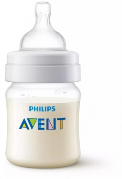 Biberon anti-colici Philips Avent SCY100/01, 125 ml, Tetina cu debit 1, +0 luni, fara BPA, usor de curatat
