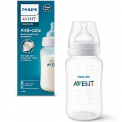 Biberon anti-colici Philips Avent SCY106/01, 330ml, Tetina cu debit 3, +3 luni, fara BPA, usor de curatat