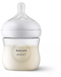Biberon Philips Avent Natural Response SCY900/01, 125 ml, tetina care functioneaza ca sanul mamei, cu debit 2, tetina fara scurgeri, +0 luni, fara BPA, usor de curatat