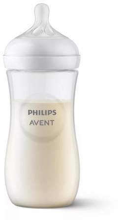 Biberon Philips Avent Natural Response SCY906/01, 330 ml, tetina care functioneaza ca sanul mamei, cu debit 4, tetina fara scurgeri, +3 luni, fara BPA, usor de curatat