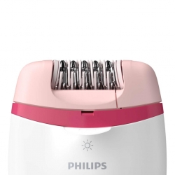 Epilator Philips Satinelle BRE255/00, 2 viteze, Opti-light, cap de epilare lavabil, 3 accesorii, Alb
