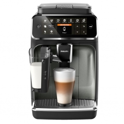Espressor automat Philips Seria 4300 EP4349/70, sistem de lapte LatteGo, 8 bauturi, display digital TFT, filtru AquaClean, rasnita ceramica, optiune cafea macinata, functie MEMO 2 profiluri, Negru