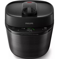 Oala sub presiune Philips HD2151/40, 1000W, capacitate 5l, 20+ programe pre setate, gătire rapidă, eliberarea presiunii, personalizarea etapelor de gătit, app NutriU, Negru