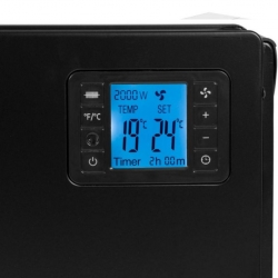 Radiator electric Noveen, LCD Smart, 2000 W, 3 trepte de putere, termostat reglabil si telecomanda, CH7100 Black