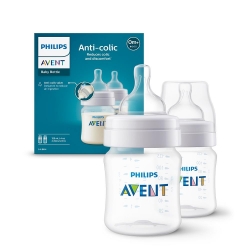Set 2 biberoane anti-colici Philips Avent SCY100/02, 125 ml, Tetina cu debit 1, +0 luni, 2 buc, fara BPA, usor de curatat