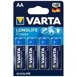 Set de 4 baterii alcaline Varta longlife power aa mignon lr6 hr6 1x Blister