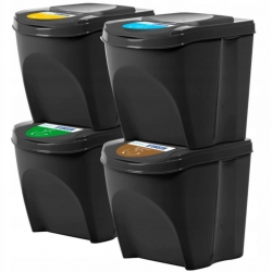 Set Recipiente plastic Noveen pentru reciclare selectiva, 4 x 25L, GSB254 Black