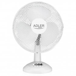 Ventilator de birou Adler AD 7303, 45 W, 30 cm diametru, 3 trepte de viteza, functie de oscilare, Alb